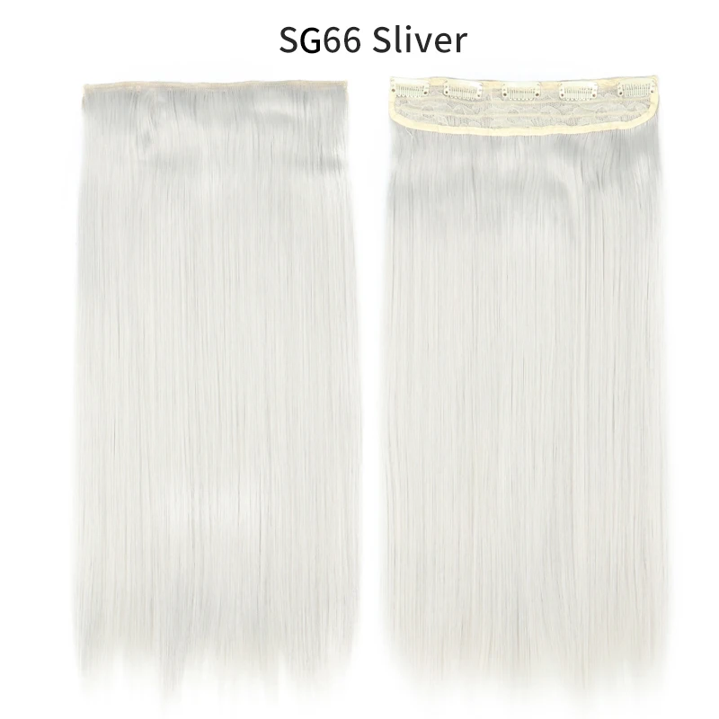 Sliver 22 дюйма длинные прямые женские накладные волосы на заколках, черный, коричневый, высокая температура, синтетические волосы - Цвет: Sliver