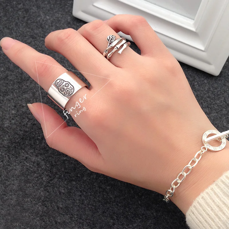 Женские и мужские кольца ZABRA регулируемые из стерлингового серебра 925 пробы с