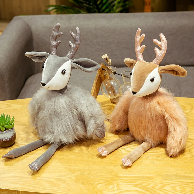 

1pc 45/67cm soft cute and cute fur deer plush doll toy soft stuffed animal deer plush doll plush doll holiday gift
