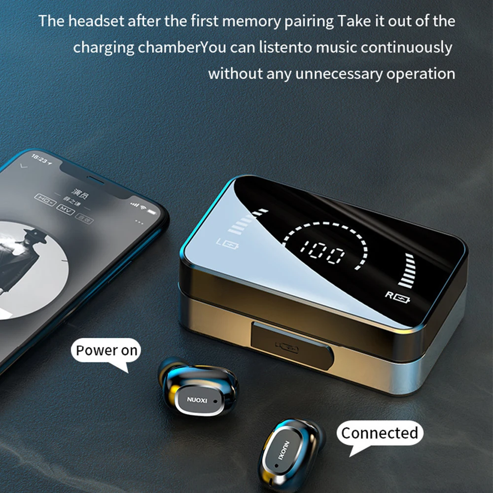 

TWS Bluetooth-гарнитура 9D стерео Спортивные Беспроводные наушники-вкладыши с зарядным боксом 3500 мАч микрофон для iPhone Xiaomi
