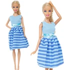 Милое летнее Полосатое синее мини-платье с бантом, вечерние платья, повседневные кукольные аксессуары, Одежда для куклы Барби, девочка, кукольный домик, игрушка