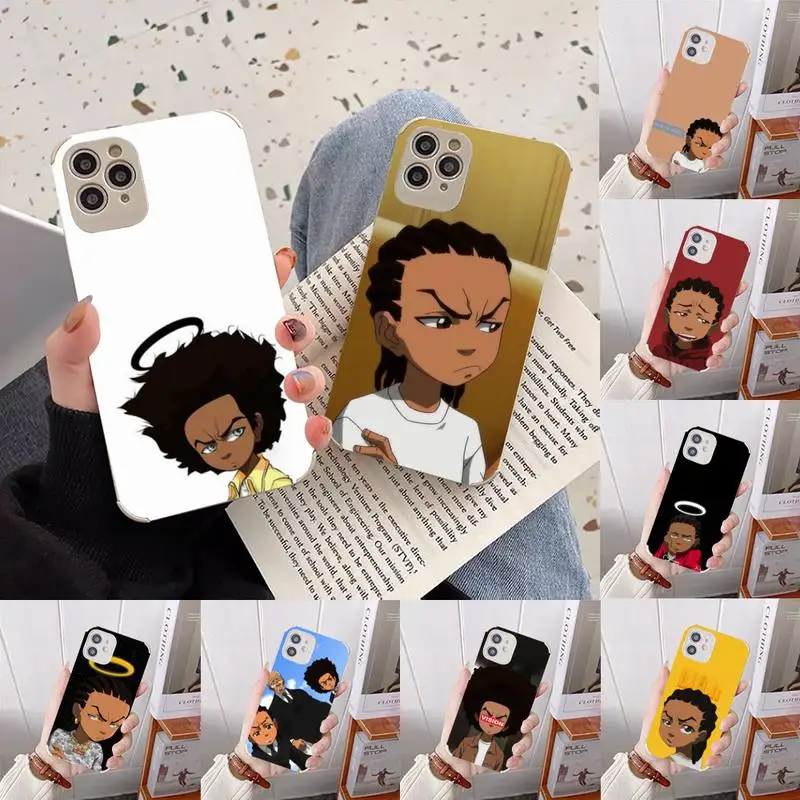 

The Boondocks Comedy anime Phone Case Lambskin Leather For iphone 12 11 8 7 6 XR X XS PLUS MINI PLUS PRO MAX Shockproof