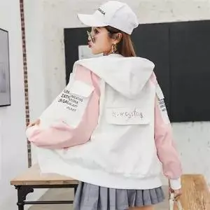 1 Весенняя Корейская версия, Harajuku, негабаритная куртка, женская верхняя одежда, лоскутное пальто, хип-хоп Уличная одежда, свободные куртки с капюшоном, толстовки - Цвет: 1