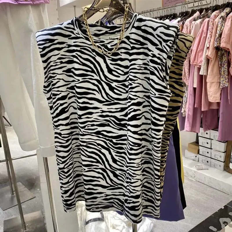 Женская футболка с круглым вырезом без рукавов свободного покроя | одежда