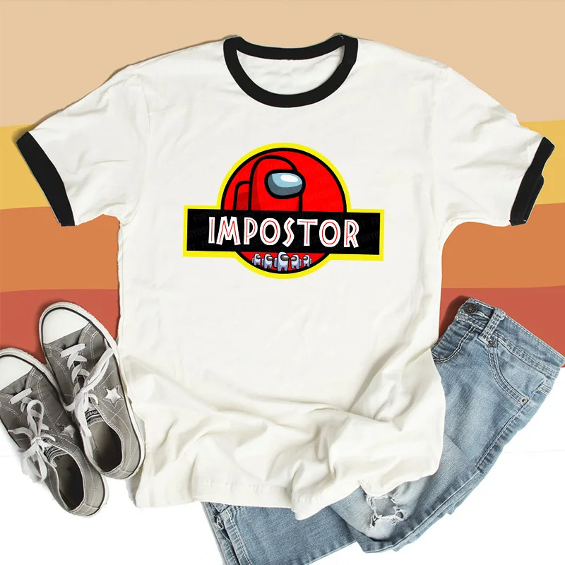 

New Fashion Summer Printed Short Sleeve Top Womant-shirt Black Border Kawaii Anime Cartoon Streetwear Casual Tees Woman Clothes