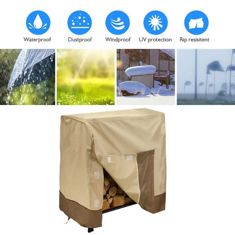 

1PCS Log Rack Cover with 1PCS Carrying Bag 4-Feet Heavy Duty Waterproof Outdoor High Quality Fire Wood Protection Cover