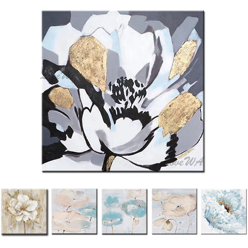 

New Arrival Handmade Canvas Flower Oil Painting Art Unframed Modern Floral Wall Art Home Decoration Paintings Artwork For Room