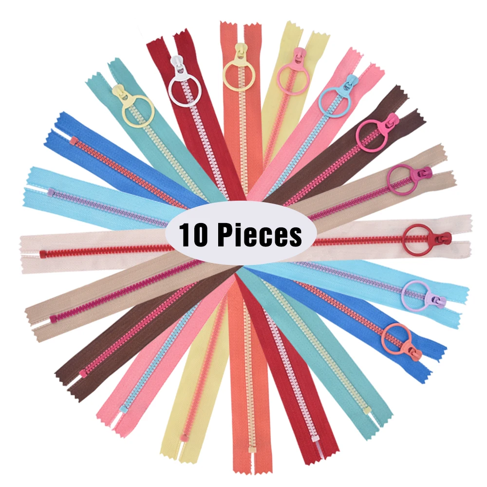 10 шт. 20 см Пластик смолы застежек-молний с подъемное кольцо Quoit красочные