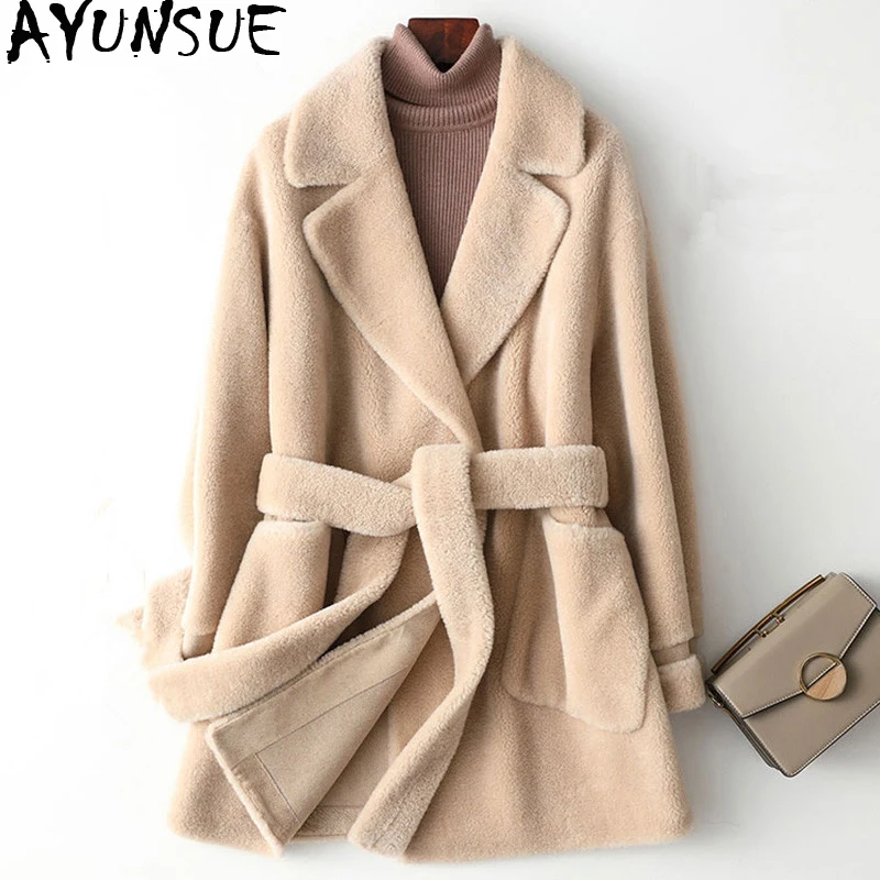 AYUNSUE 100% шерстяное пальто женские меховые куртки из овчины зимняя куртка 2020