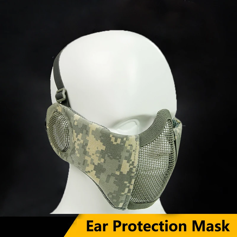 

Tactical Headgear Mask Airsoft Half Face Steel Wire Mesh Mask Cycling Hunting Paintball Protective Mask Shadow Fighter Headgear