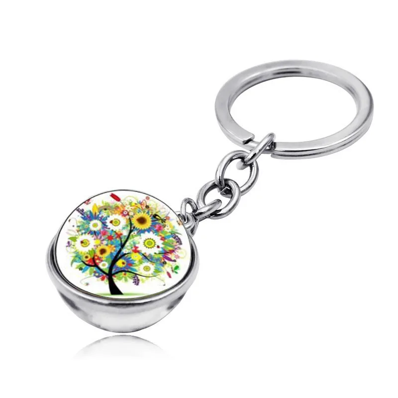 Брелок для ключей в стиле Харадзюку с двумя боковыми стеклянными шариками