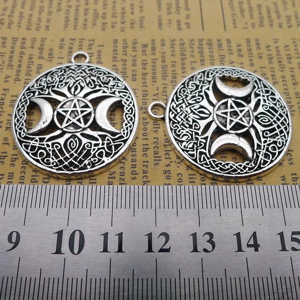 

30pcs Moon Star Charms 34mm x 39mm DIY Jewelry Making Pendant Antique Silver Color