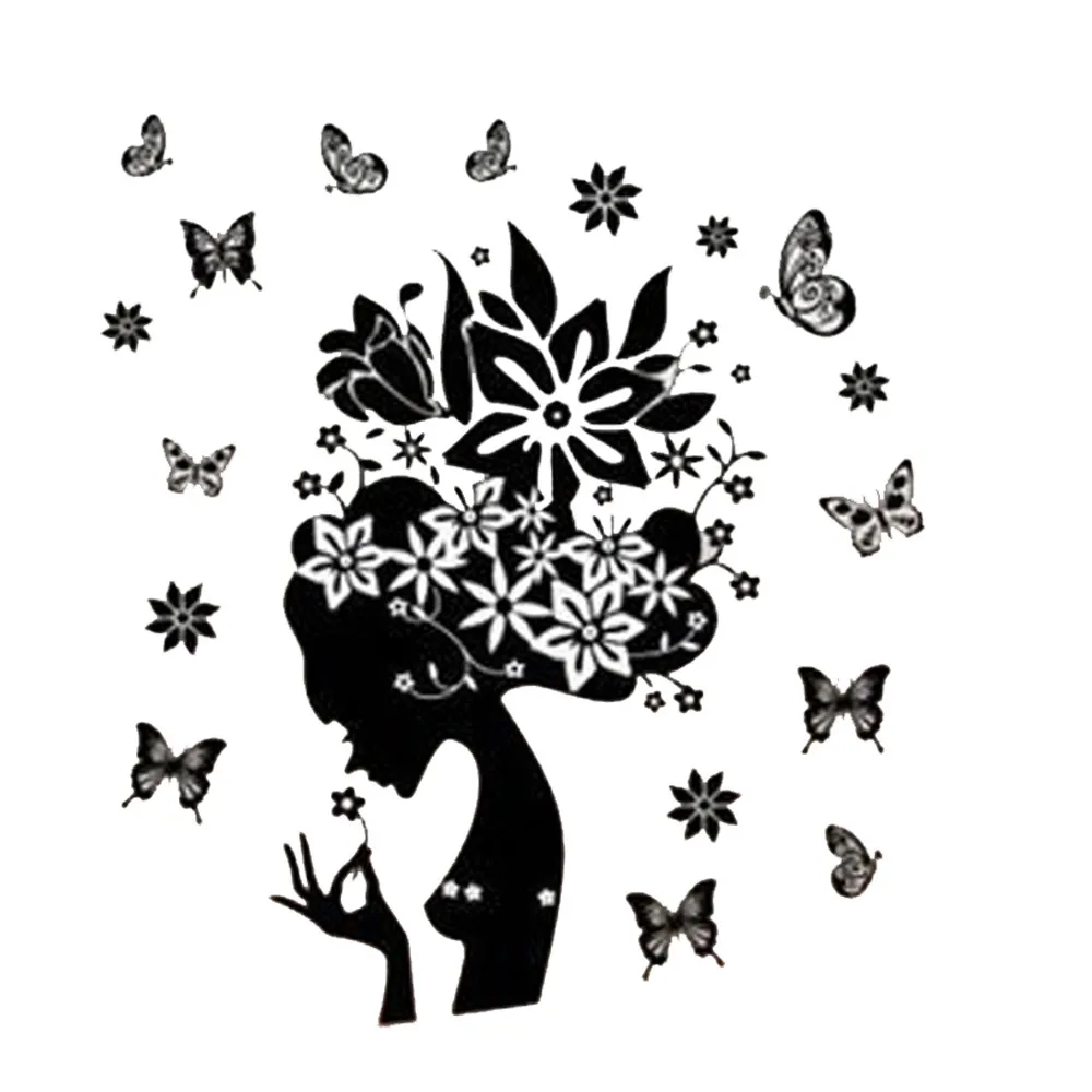 Красивая бабочка цветок фея девушка ПВХ наклейка на стену сделай сам домашний