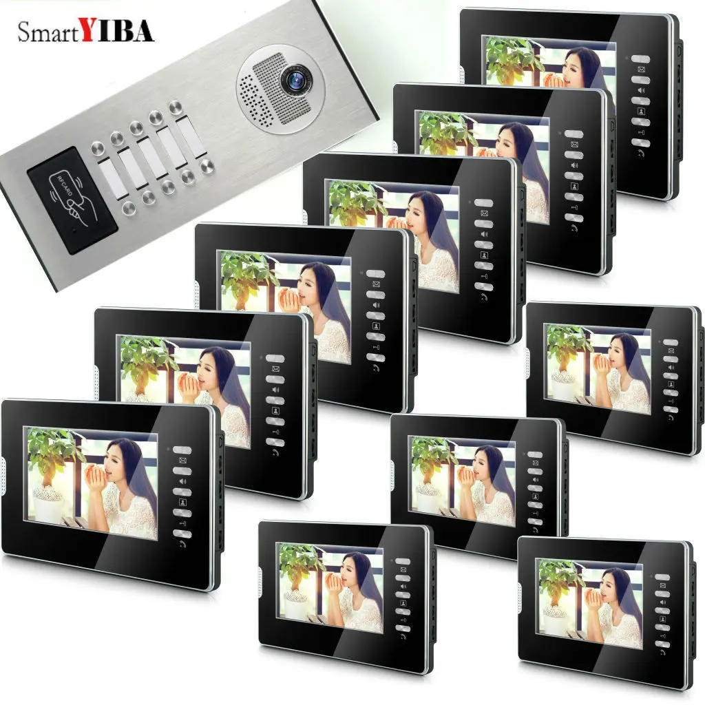 apartment flats doorbell 7tft lcd home video intercom system rfid unlock 2 to 12 buttons ir 700tvl camera vdeo door phone kits free global shipping