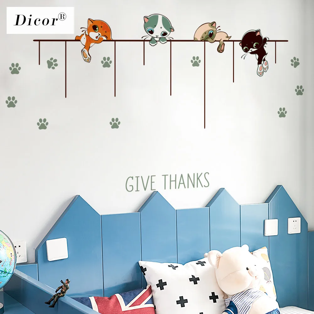 Милый мультяшный стикер на стену с кошкой фотоальбом креативное украшение