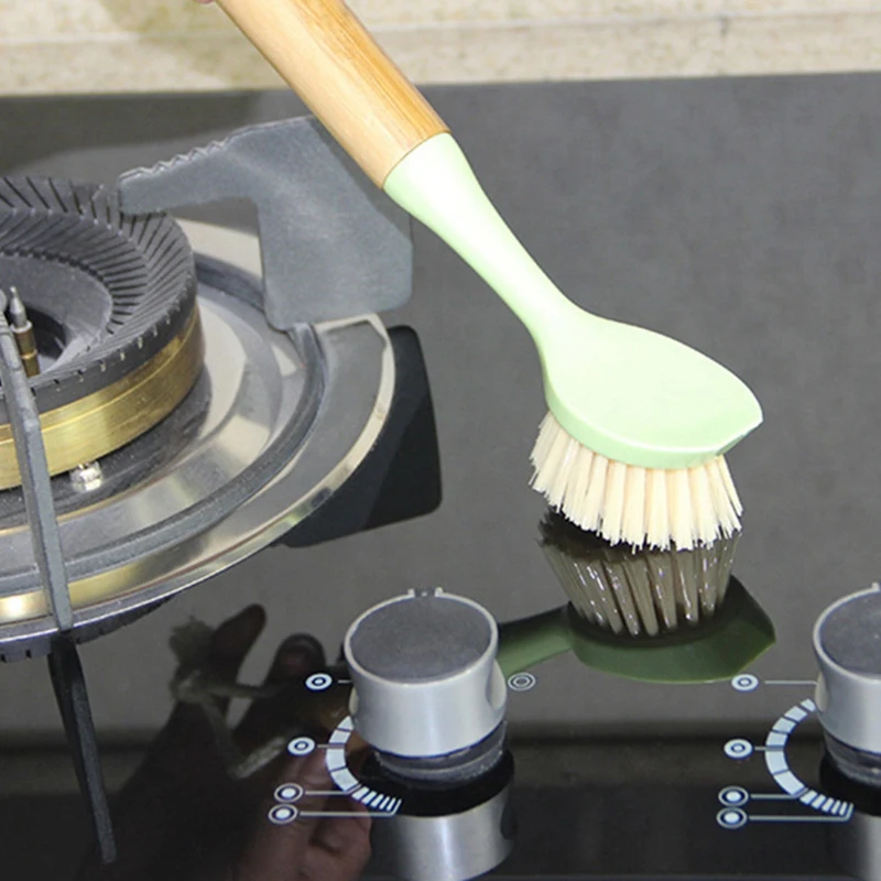 DSHA 1 шт. натуральная бамбуковая щетка для посуды рук над деревянной ручкой и