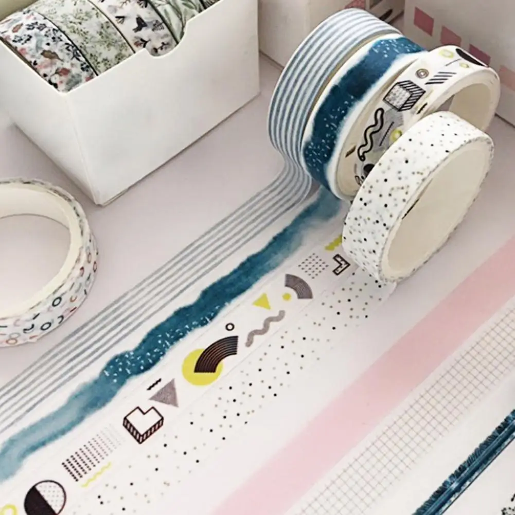 

5 Rolls/Set Washi Tape Self-Adhesive Easy to Tear Multi-use Easily Torn Washi Tape for Planner