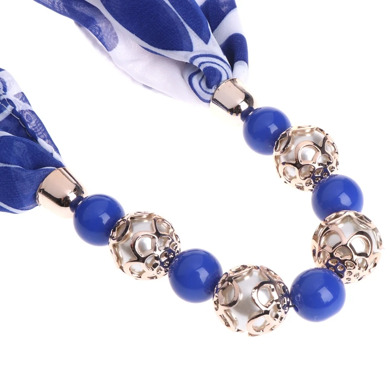 Женское Ожерелье JAVRICK шарф шифоновые бусины кулон цветочные украшения