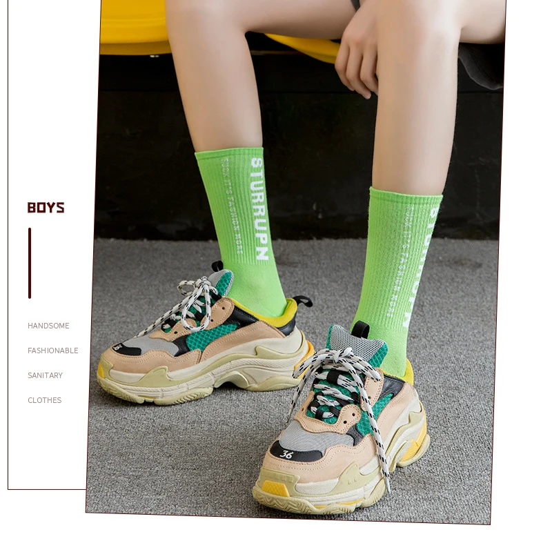 5 Pairs Letter Vintage Patterned Harajuku Socks Fashion Funny Skateboard Cool Socks For Female Casual Cotton Short Hipster Sox
