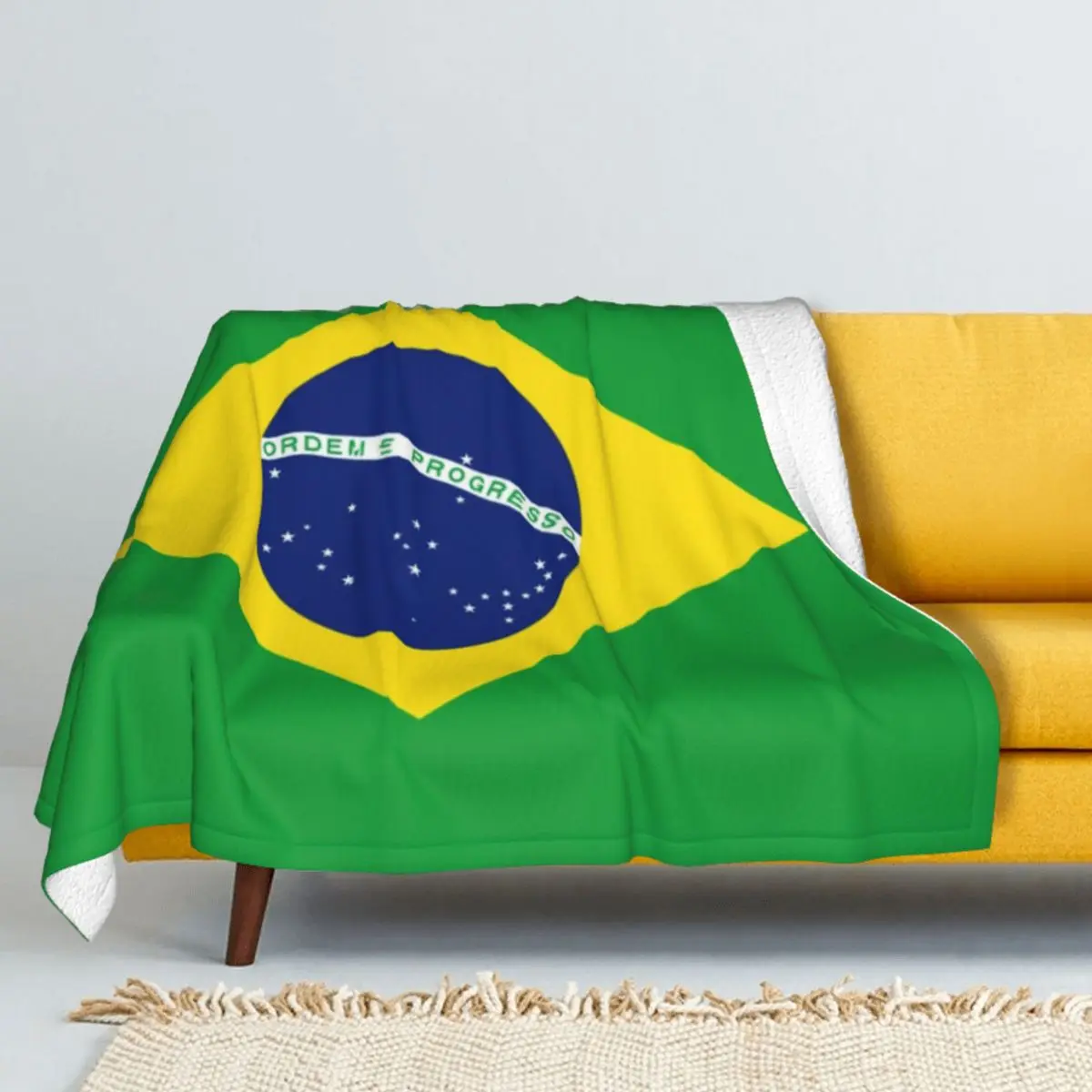 

Flag Of Brazil Winter Thicken Cashmere blankets Lamb Blanket Flannel Quilt warmth bedclothes Sofa adult Birthday