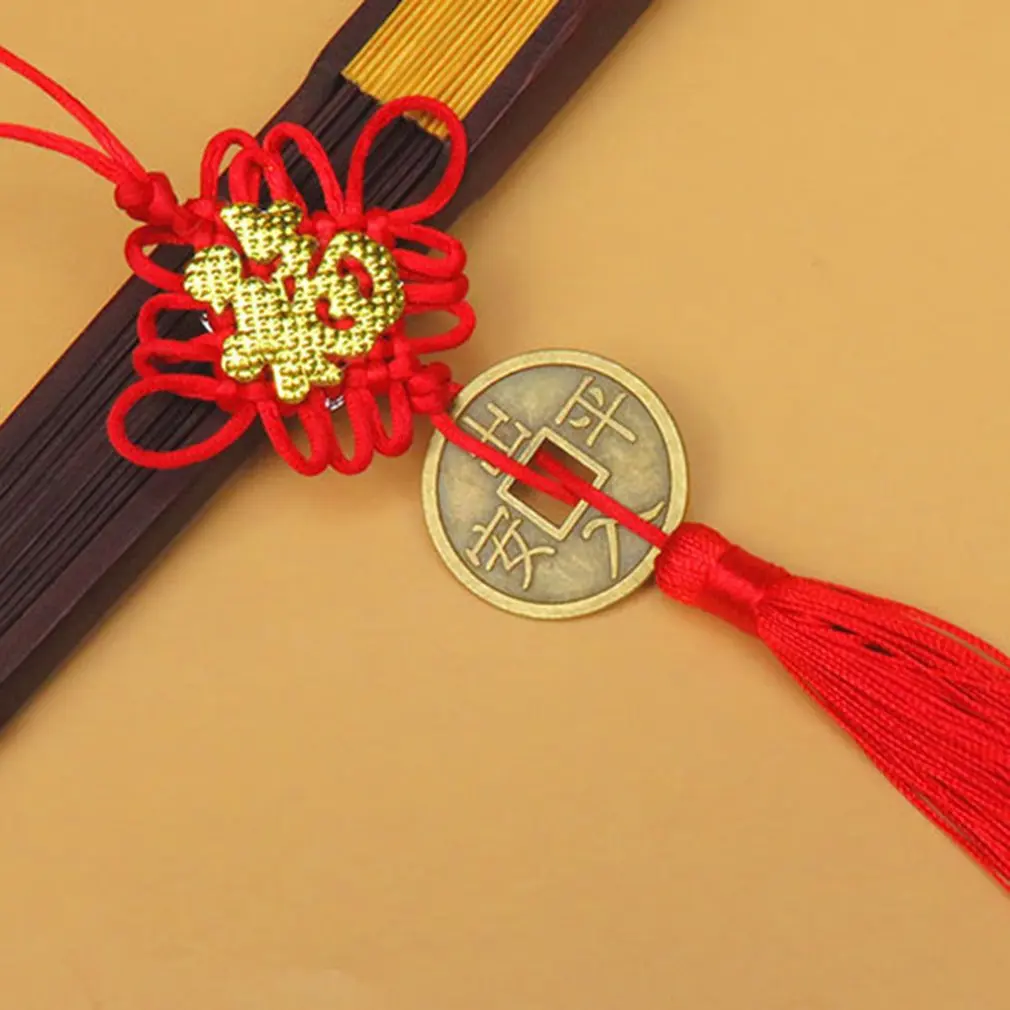 Creative Handmade Chinese Knot Copper Coin Tassels Car Hanging Ornaments Festivals Supplies Home Decoration | Дом и сад