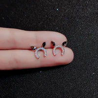 2022 hot sale new 925 sterling silver little devil micro inlaid earrings simple all match gift mini earrings female jewelry