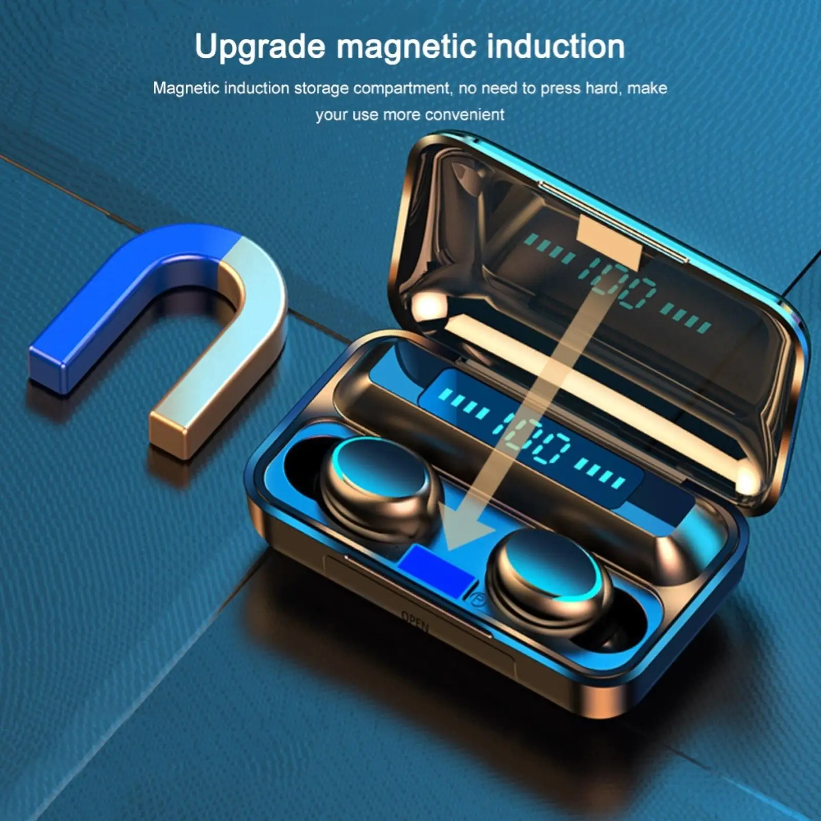 

F9 TWS Bluetooth 5.0 Headsets Volume Control Earphones Portabel Mini Earbuds Three Screen Digital Display Video Game Headphone