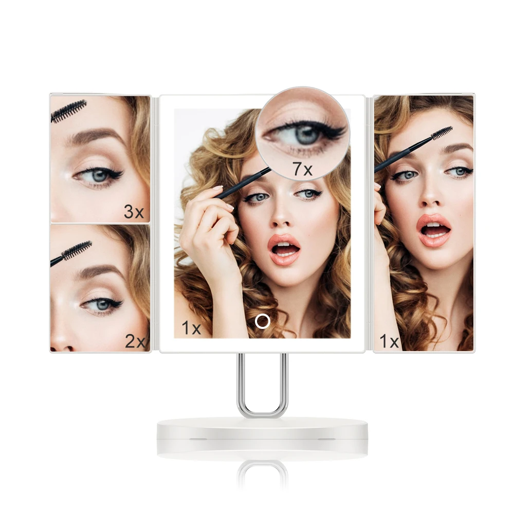 TOUCHBeauty зеркало для макияжа, 1X 2X 3X 7X увеличительное зеркало, косметическое зеркало с сенсорным выключателем, 34 светодиодный светильник трехкратное зеркало