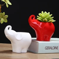 creative ceramic flower ware animal elephant color glaze white porcelain multi meat flowerpot handicraft ornament with holes
