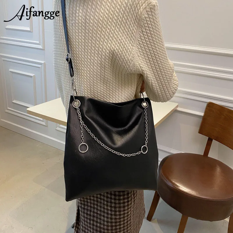 

Casual Fashion Bucket Handbag Women Vintage Design Luxury Shoulder Bags Female Travel PU Leather Contrast Color Crossbody Bags
