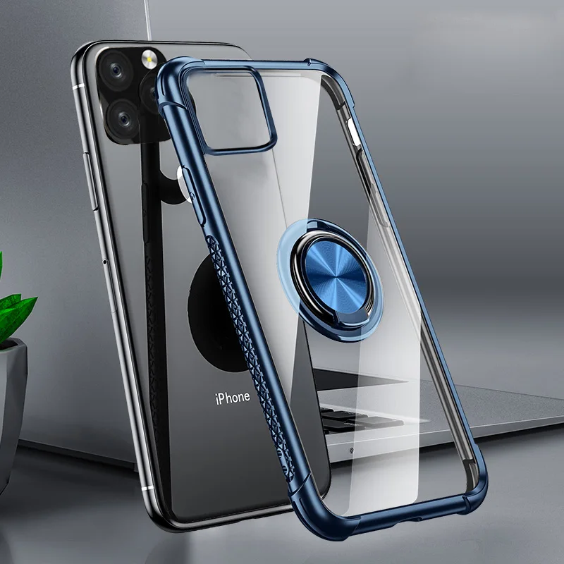 Прозрачный чехол из ТПУ для iPhone 2019 11 XS MAX XR X 8 8P 7 P 6 6s с держателем в виде кольца на