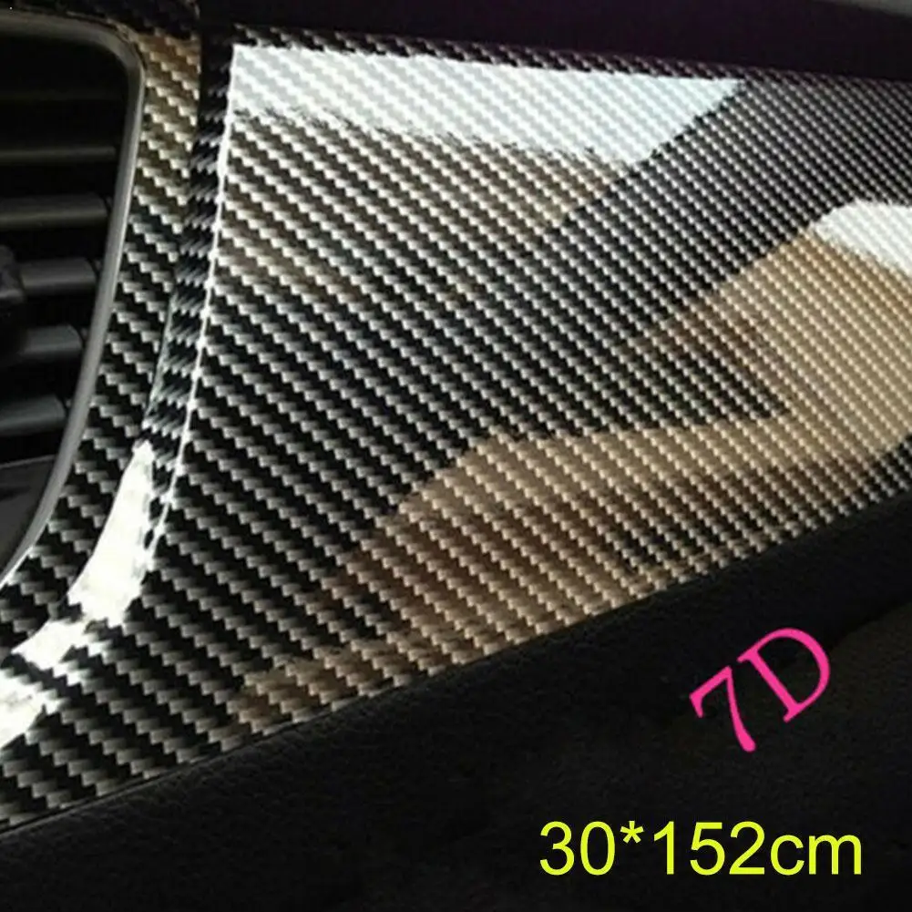 

Stylish Black 7D Glossy Carbon Fiber PVC Wrap Vinyl Release Decal Wraps Car Air Sticker Film Z9Y1