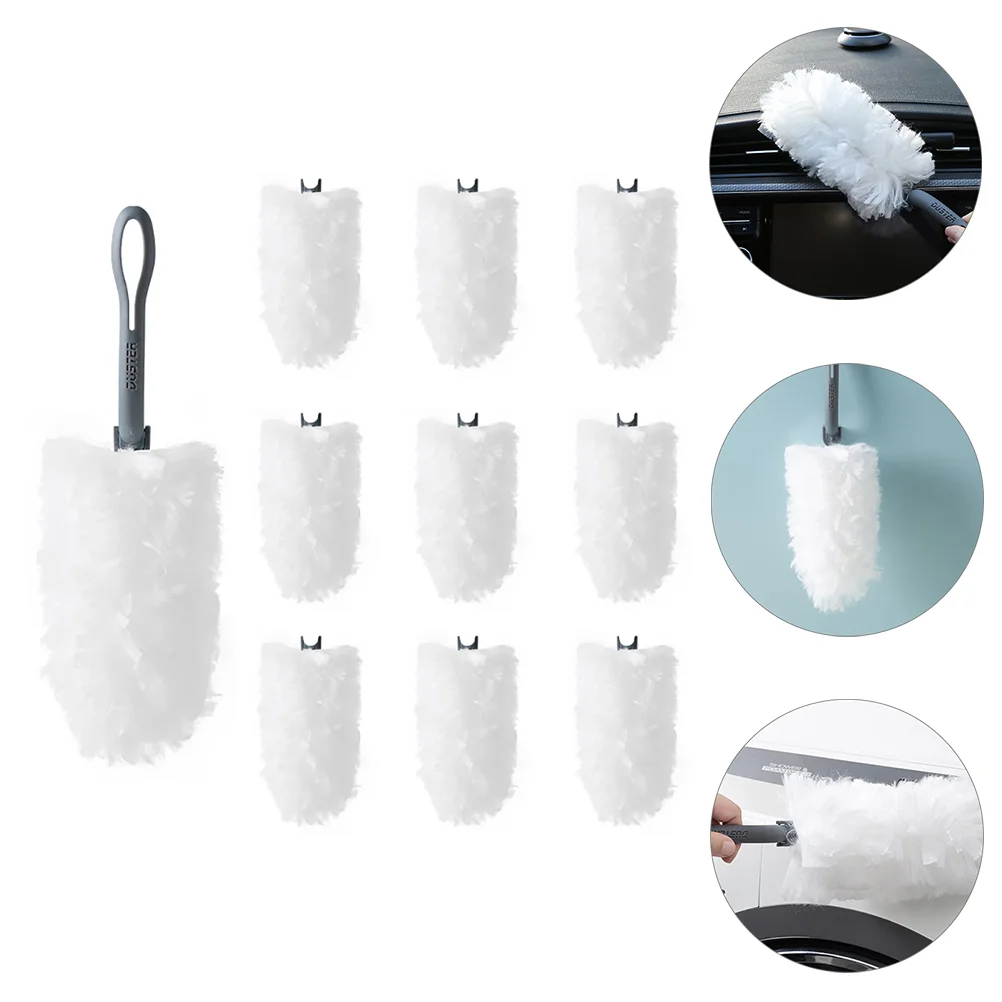 

Home Car Fluffy Hand Duster Dusting Cleaning Brush With 10Pcs Replacement Head