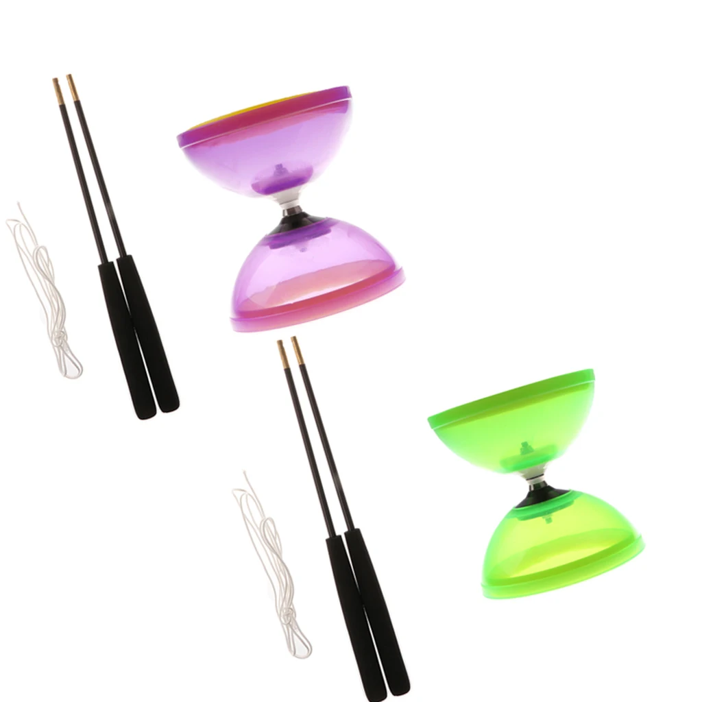 2x Профессиональный 1-подшипник 5-дюймовый китайский йо-йо Diabolo игрушка& Алюминий палочки