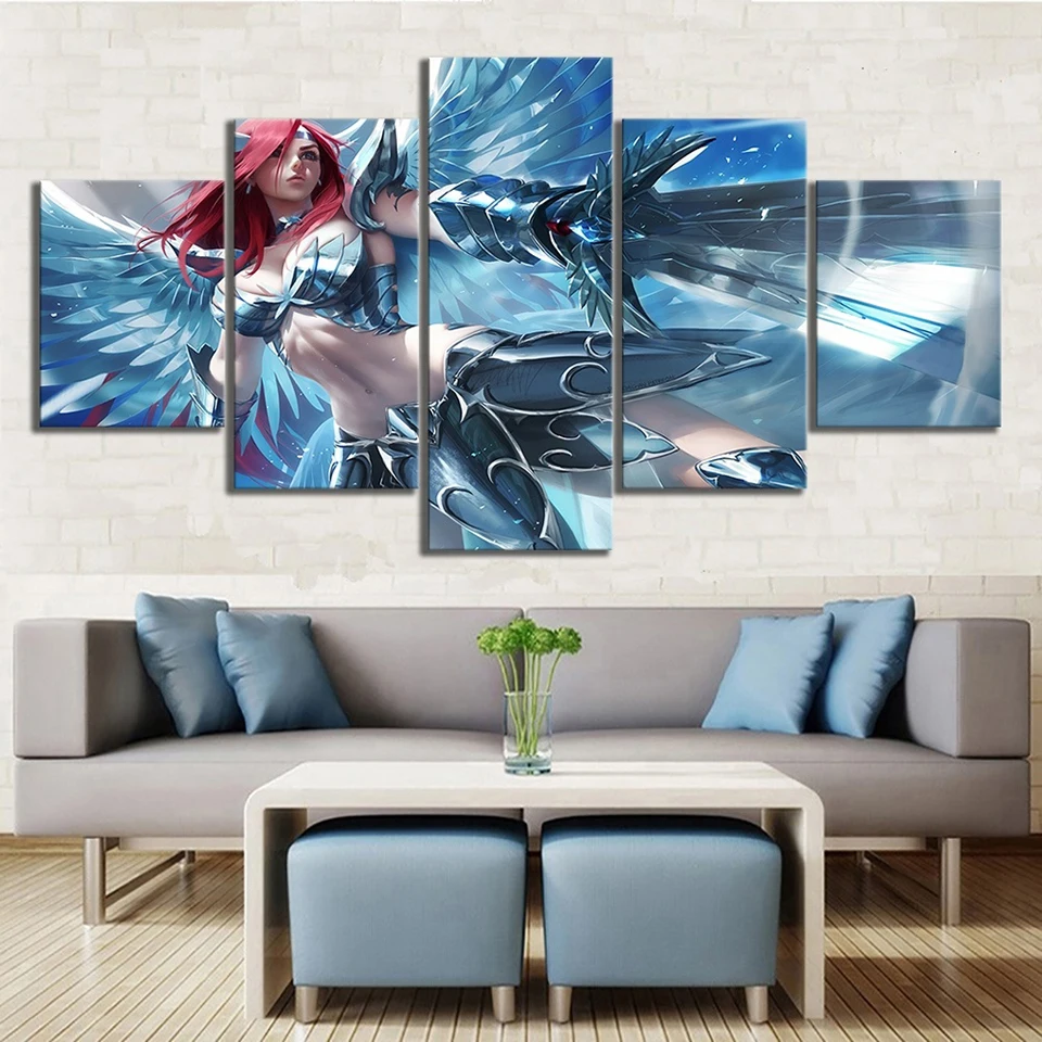 

Painting Wall Art 5 Panel Sexy Anime Girl Pictures Fairy Tail Home Decoration Canvas Prints Poster Abstract Living Room Frame