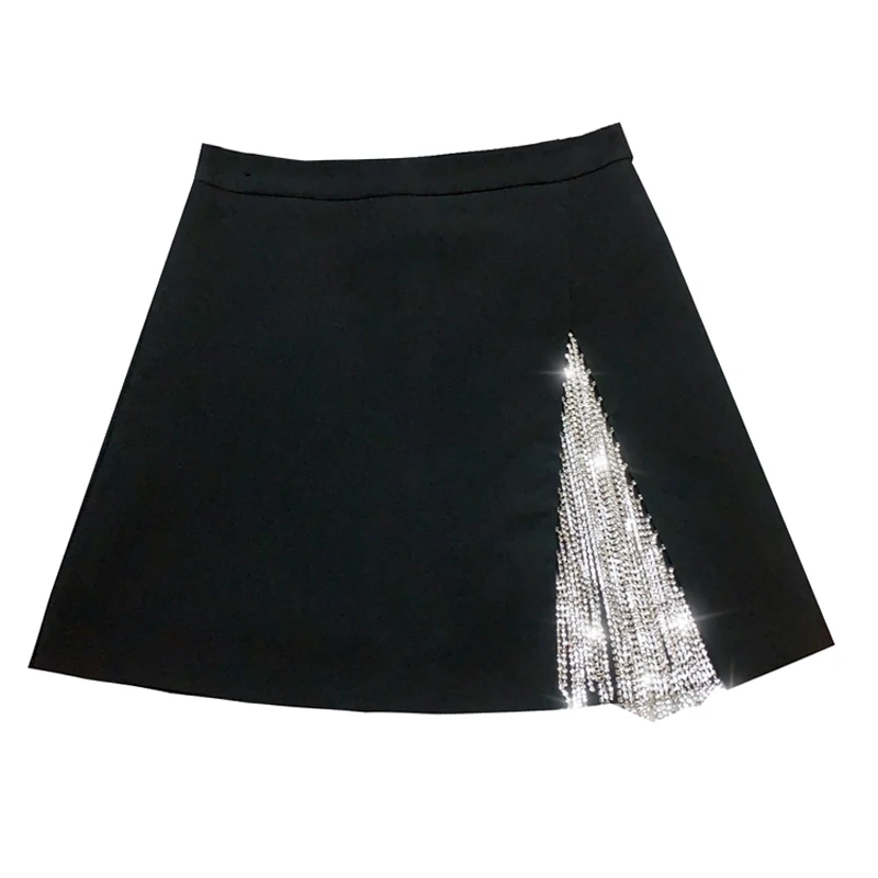 

STREET New HIGH Fashion 2021 Designer Skirt Women's Diamonds Beaded Mini Skirt
