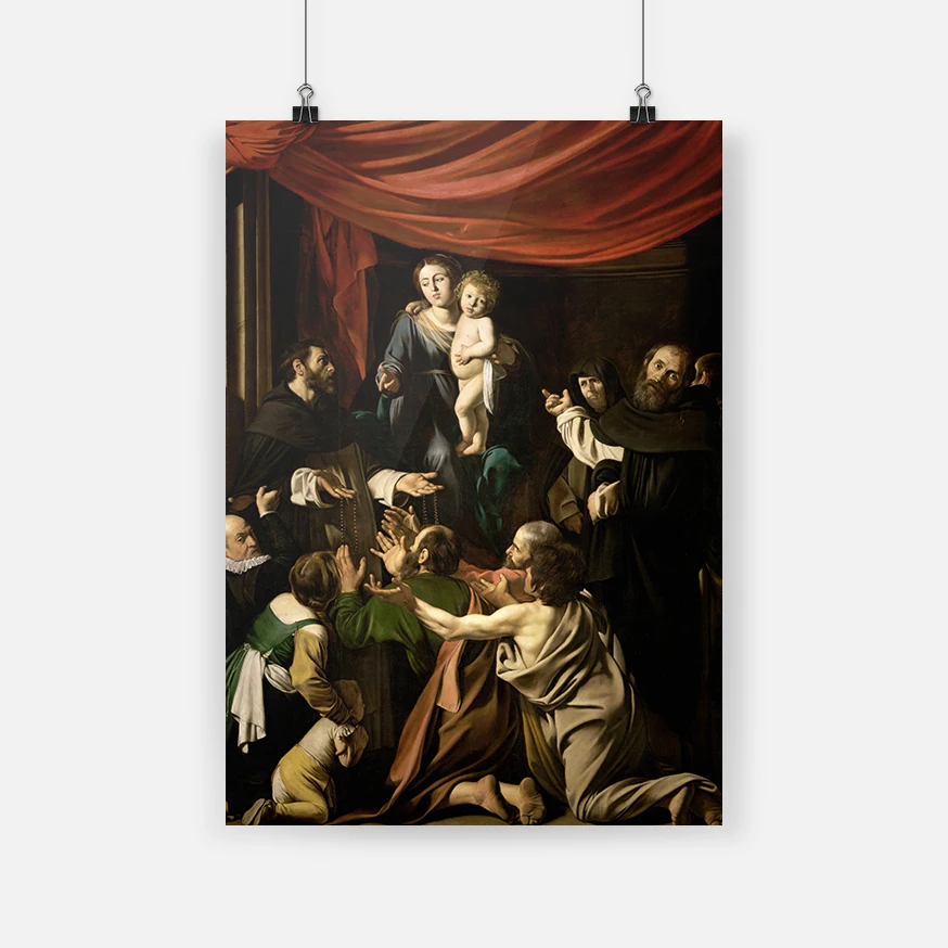 Картина &quotМадонна Розарий Караваджо&quot холст постер настенное искусство декор