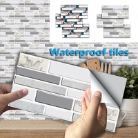 24 pieces self adhesive waterproof 3d tile stickers oil proof 3d wall stickers kitchen bathroom furniture decorative stickers