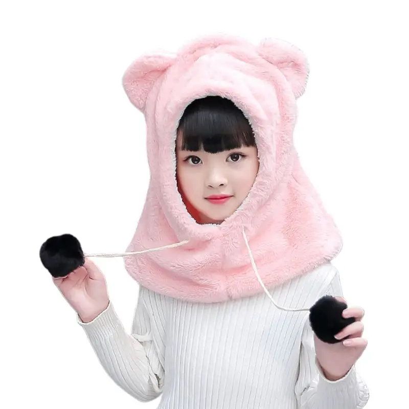 Зимняя Балаклава для взрослых и детей шапка с милыми медвежьими ушками