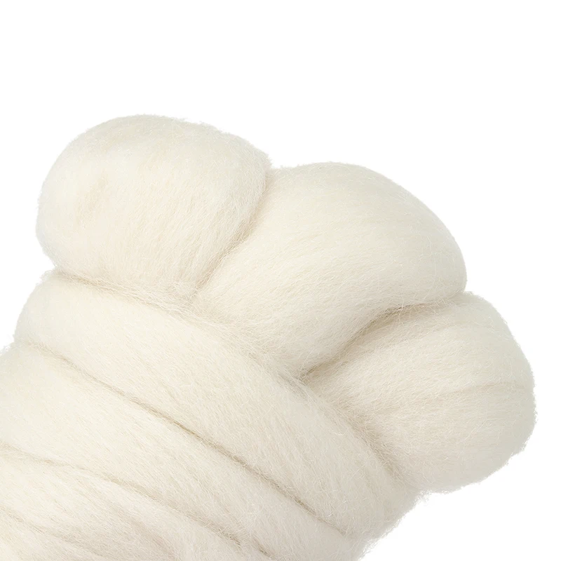 Новинка 100% шетланд Натуральная шерсть кремово-белое волокно 100 г Шерсть-ровинг