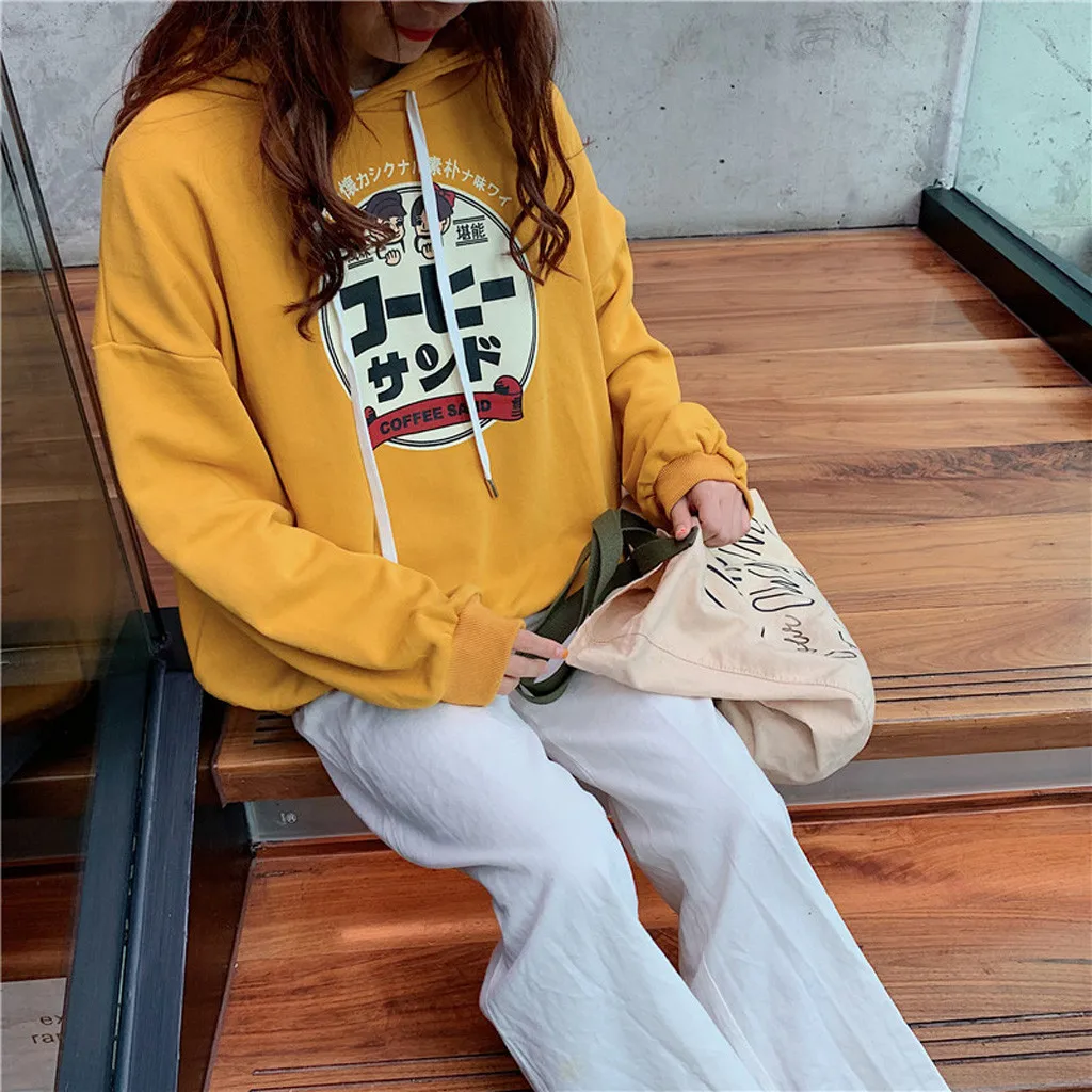 Женская толстовка с принтом Kpop повседневный теплый пуловер длинными рукавами в