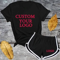 2020 woman tracksuit summer fashion print t shirrt short 2 piece set women sports outfit custom your logo