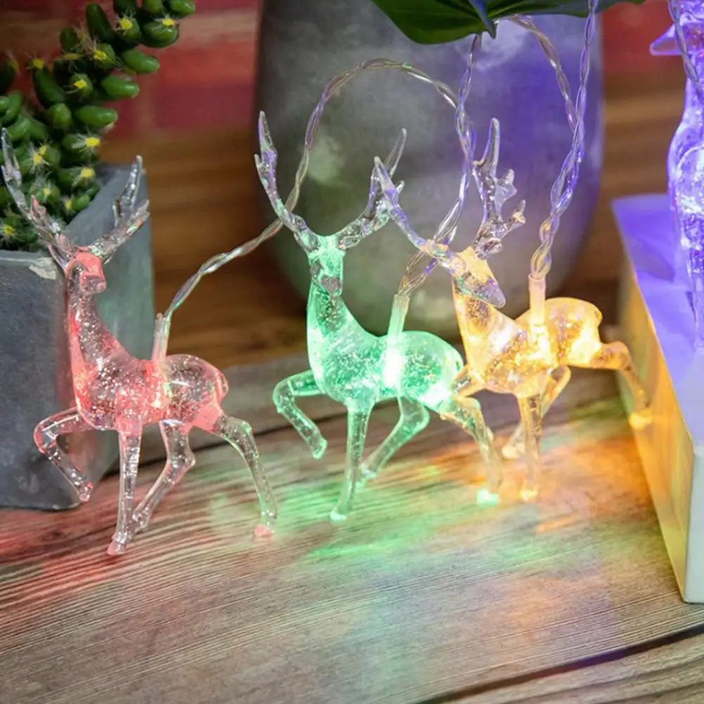 

Elk Deer LED String Light 10LED Battery Operated Reindeer Indoor Decoration for Home Holiday Festivals Outdoor Xmas Party