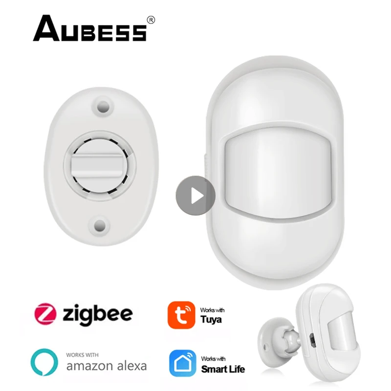 

4PC Tuya Zigbee 3.0 Smart Human Body Sensor Wireless 360°rotation Human Movement Detector PIR Motion Sensor With Zigbee Gateway