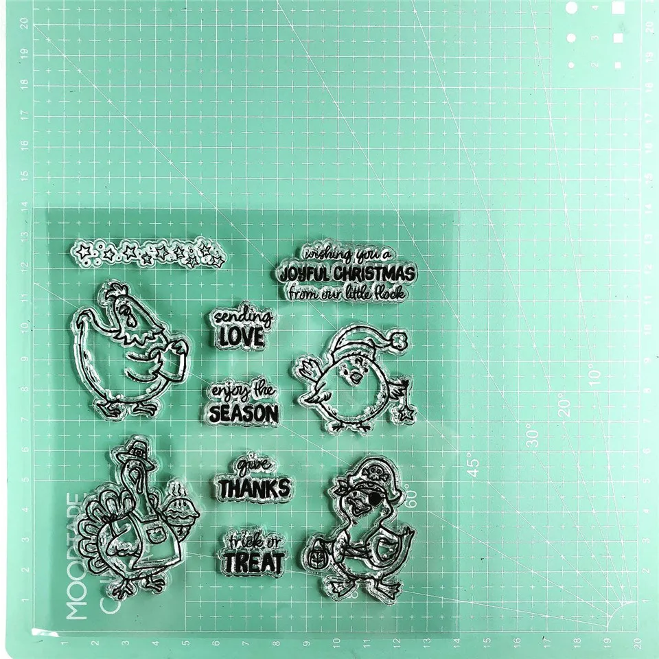 14*14 Рождество Chickes прозрачный силиконовый штамп печать для DIY Скрапбукинг Фотоальбом Декоративные прозрачные штампы лист