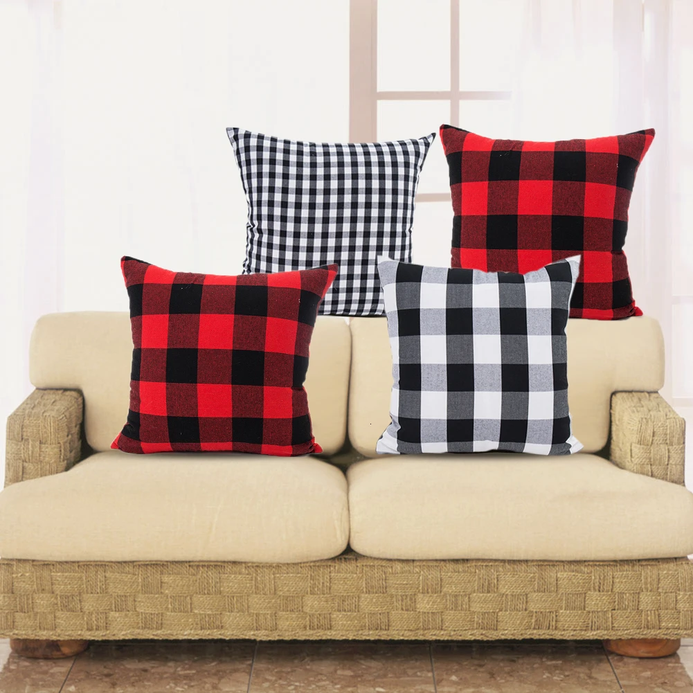 Красно-черная наволочка из полиэстера хлопковые клетчатые наволочки квадратная