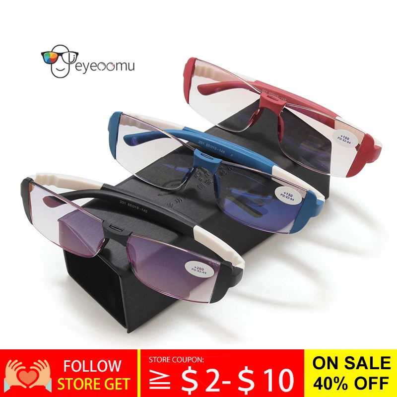 EYEOOMU Magnet Therapy Reading Glasses Multifocal Anti Blue Light TR90 Rimless Eyeglasses Men Women Presbyopic Readers Magnifier |