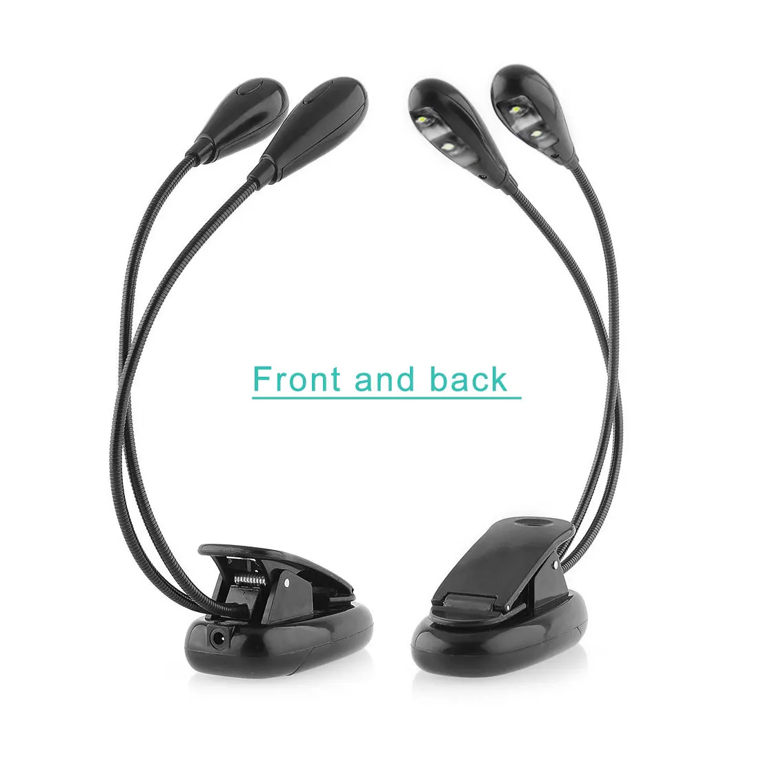 

LED Reading Lamp Dual Arms 2 LEDs Flexible Book Sheet Music Stand Light Reading Light Student Dormitory Lights With Clip High