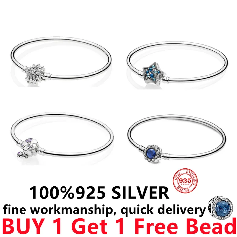 

2021Hot sale Free Delivery 100% 925 Sterling Silver Diy charm Bead Pando stars Classic Bracelet Women jewelry