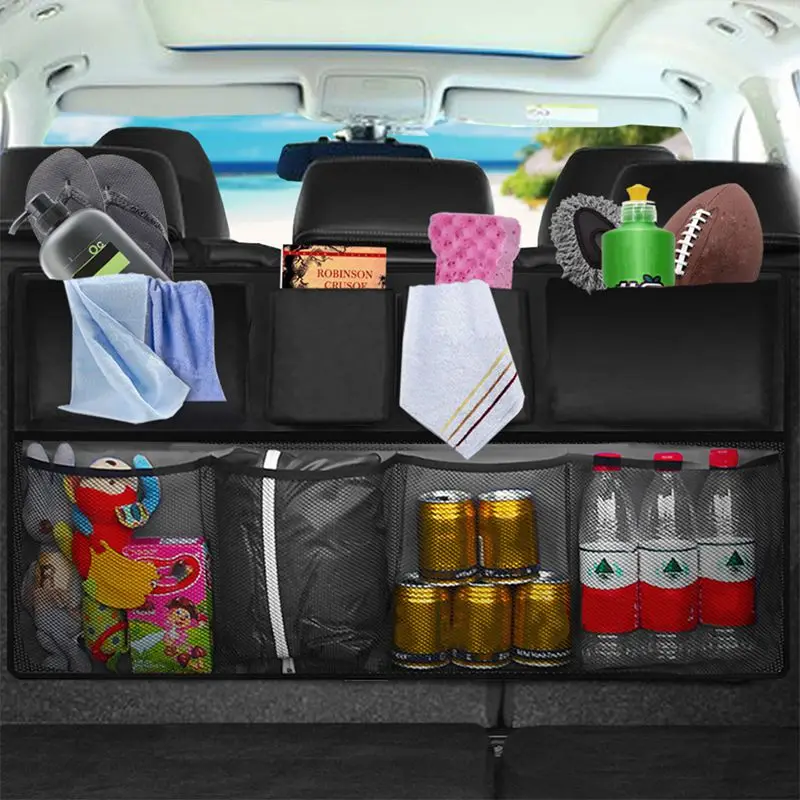 

Car Rear Seat Back Storage Bag Multi Hanging Nets Pocket Trunk Bag Organizer Auto Stowing Tidying Interior Accessories Supplies